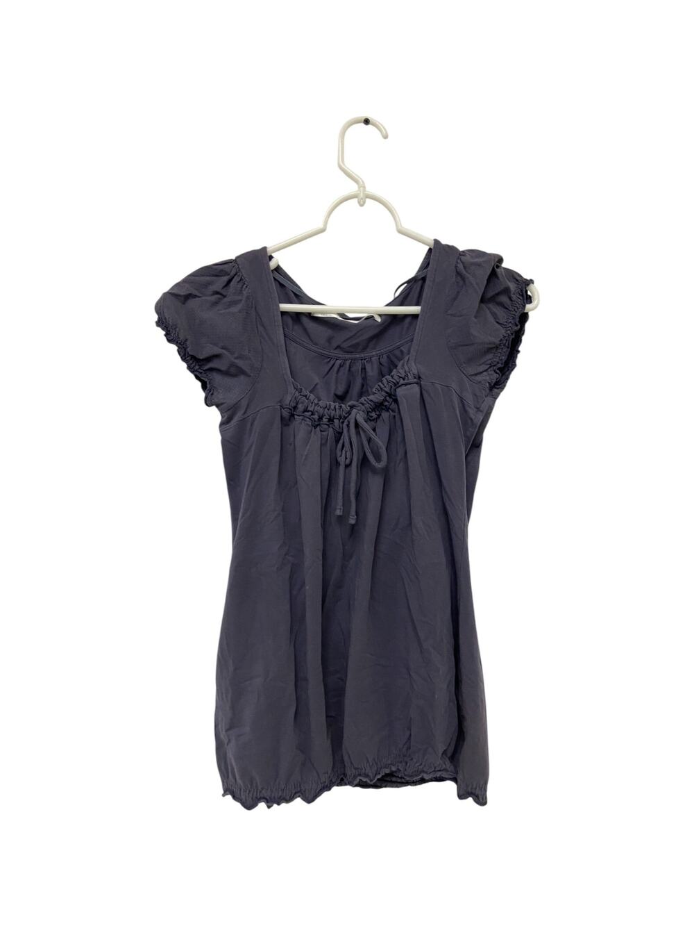Zara Blouse Tunic Top Womens Large Black Stretch Square Neck Short Sleeve